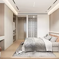 Modern Bedroom Interior Design With Comfortable Bed Bedside Tables And Window Curtains