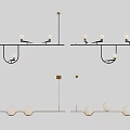 Linear Modern Chandelier Design Featuring Metal Frame And Spherical Light Shades 3d model