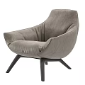 Comfortable Gray Velvet Accent Chair with Modern Curved Back and Dark Legs for Living Room
