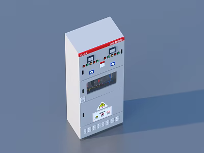Modern Industrial Control Cabinet With Digital Display Screen Control Buttons And Warning Labels 3d model
