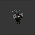 Adventure Touring Motorcycle With Blue Red White Body Gold Wheels And Side Top Cases