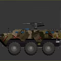 Camouflage Utility Vehicle With Multi Wheel Design And Roof Mounted Equipment
