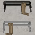 Minimalist Modern Transparent Brown And White Benches With Brown Plaid Scarf