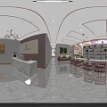 Modern Beauty Salon Interior With Styling Chairs Mirror Sofa And Product Shelves