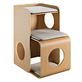 Modern Wooden Step Stool With Multi Level Cushioned Seats And Circular Cutouts 3d model