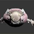 Anime Style Maid Character 3D Model With Pink Dress And White Apron