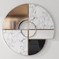 Modern Wall Decor With Geometric Metal Marble Mirror Circular Linear Designs