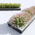 Road Facilities Including Gray Planters With Green And Pink Roadside Plants 3d model
