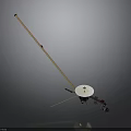 Space Communication Antenna with Long Yellow Support Boom and White Dish Structure 3d model