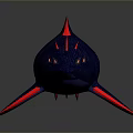 Modern Dark Blue Fish 3D Model With Red Accents And Sharp Fins Design
