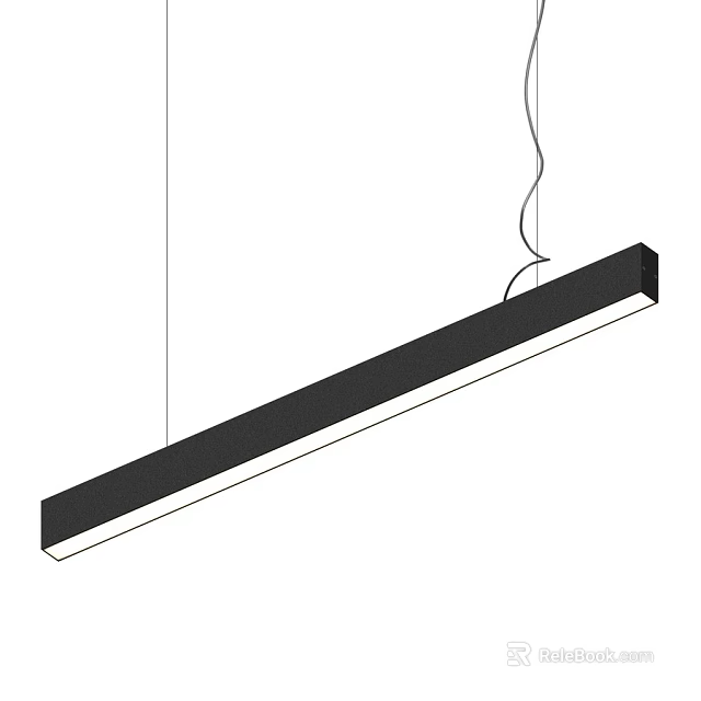 Modern Long Hanging Pendant Light With Black Frame And White Illumination 3d model 