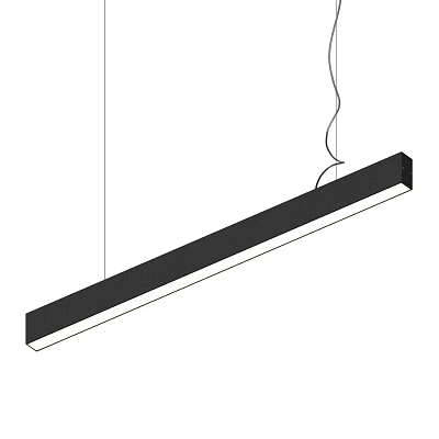Modern Long Hanging Pendant Light With Black Frame And White Illumination 3d model