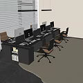 Solid Wood Office Desk and Chair Combination Desk Lifting Swivel Chair Apple Desktop Computer 3d model
