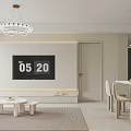 Modern Living and Dining Room Interior Design With Sofa Dining Table And Chandelier 3d model