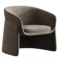 Modern Single Chair With Gray Fabric Upholstery And Dark Armrest Base