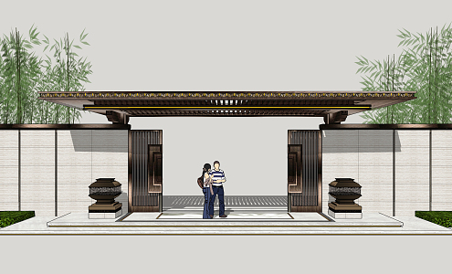 New Chinese Gate New Asian Gate 3d model