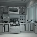 Modern Kitchen Interior With White Cabinets Glass Doors And Clean Countertops