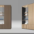 Modern Wooden Decorative Cabinet With Interior Lighting And Shelves For Display Items
