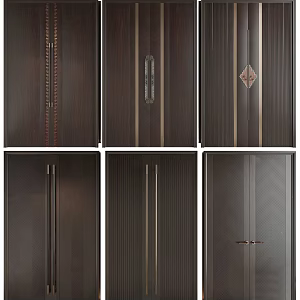 New Chinese Style Double Door Wooden Door Villa Door 3d model