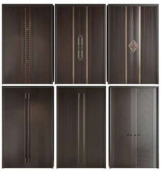 New Chinese Style Double Door Wooden Door Villa Door 3d model