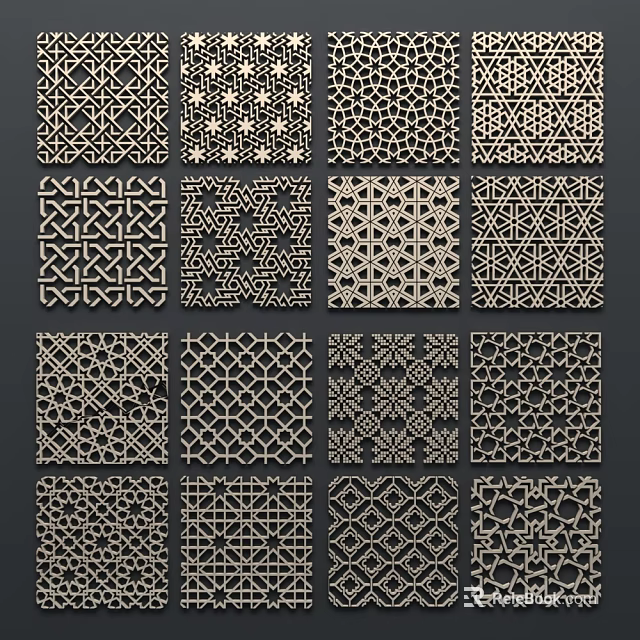 Decorative Room Dividers With Various Intricate Geometric Patterns And Designs 3d model 