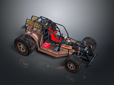 Off Road Terrain Perfect For Dune Buggy With Large Tires And Red Seats 3d model