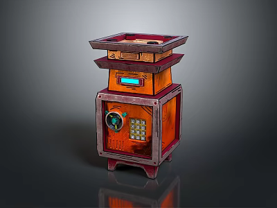 Durable Modern Orange Multi layered Household Storage Organizer With Digital Password Lock And LCD Display Screen 3d model