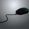 Ergonomic Wired Gaming Mouse with Black Body and Green LED Light for Computer Use