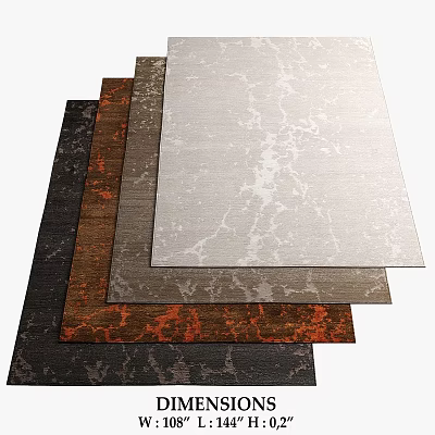 Square Rugs with White Marble Pattern Brown Black and Orange Textured Designs 3d model