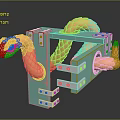 Game Movie Character With Orange Snake Body Green Mechanical Frame And Scales