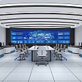 Video monitoring room of command center 3d model