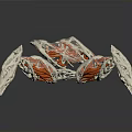 Shiny Metallic Spider Like Mechanical Creature With Red Silver Textures And Reflection On Black Background