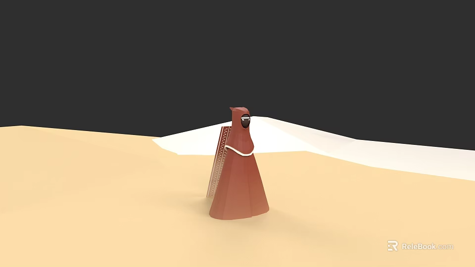 Role In Red Cloak And Camel Standing Together In Desert Scene 3d model 