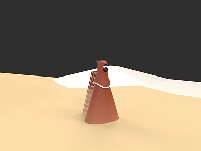 Role In Red Cloak And Camel Standing Together In Desert Scene 3d model