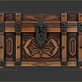 Antique Ornate Wooden Chest With Carved Decorations Metal Clasps And Lock