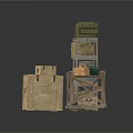 Organized Warehouse Storage Setup With Metal Shelves Wooden Crates And Green Jars