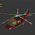 Modern Space Aerospace Helicopter With Red White Striped Rotors And Cabin Windows
