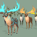 Modern Deer Herd Elk Fantasy Deer Herd 3d model