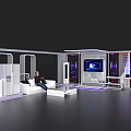 Exhibition Island Design With Modern Display Cabinets Screen And Appliances