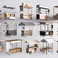 Various Mobile Food Carts With Canopy Wheels And Storage Designs For Street Vending