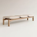 Modern Wooden Sofa Bench With Padded Seats And Minimalist Design In Light Wood Beige