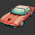 Red Pixel Art Sports Car With Stylish Retro Design And Shiny Wheels