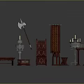 Traditional Chinese Furniture Collection With Red Throne Chair Cabinet Screen And Candelabra