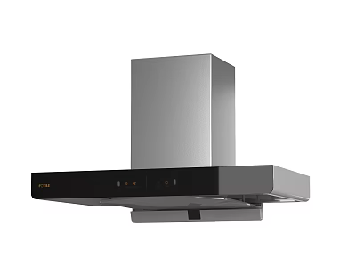 Modern Design Range Hood With Stainless Steel Body And Black Panel Kitchen Appliance 3d model