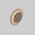 Textured Concrete Circular Wall Lamp With Wooden Center And Warm Glowing Illumination