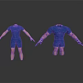 Headless 3D Character Models In Blue Jumpsuit With Mechanical Arms Weapons And Dynamic Pose
