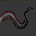 Game Movie Serpent Character With Red Gray Spiked Curved Body And Distinctive Head