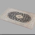 Traditional Area Rug Featuring Intricate Blue And White Pattern With Central Diamond Design