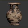 Ancient Terracotta Amphora Sculpture Featuring Intricate Black Orange Figural Carvings