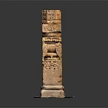 Intricately Carved Stone Pillar with Decorative Layered Design and Ornate Patterns
